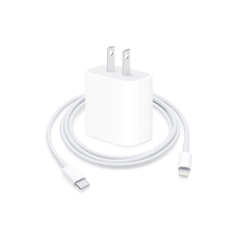 Cargador Apple de Carga Rápida USB C de 20W + Cable Lightning a USB C 1m